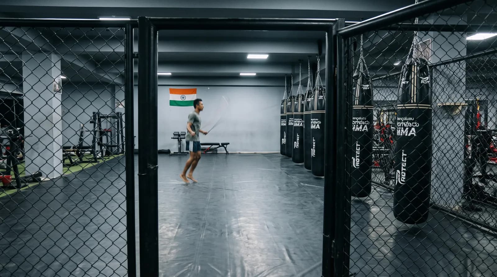 Training floor at a Bengaluru MMA academy