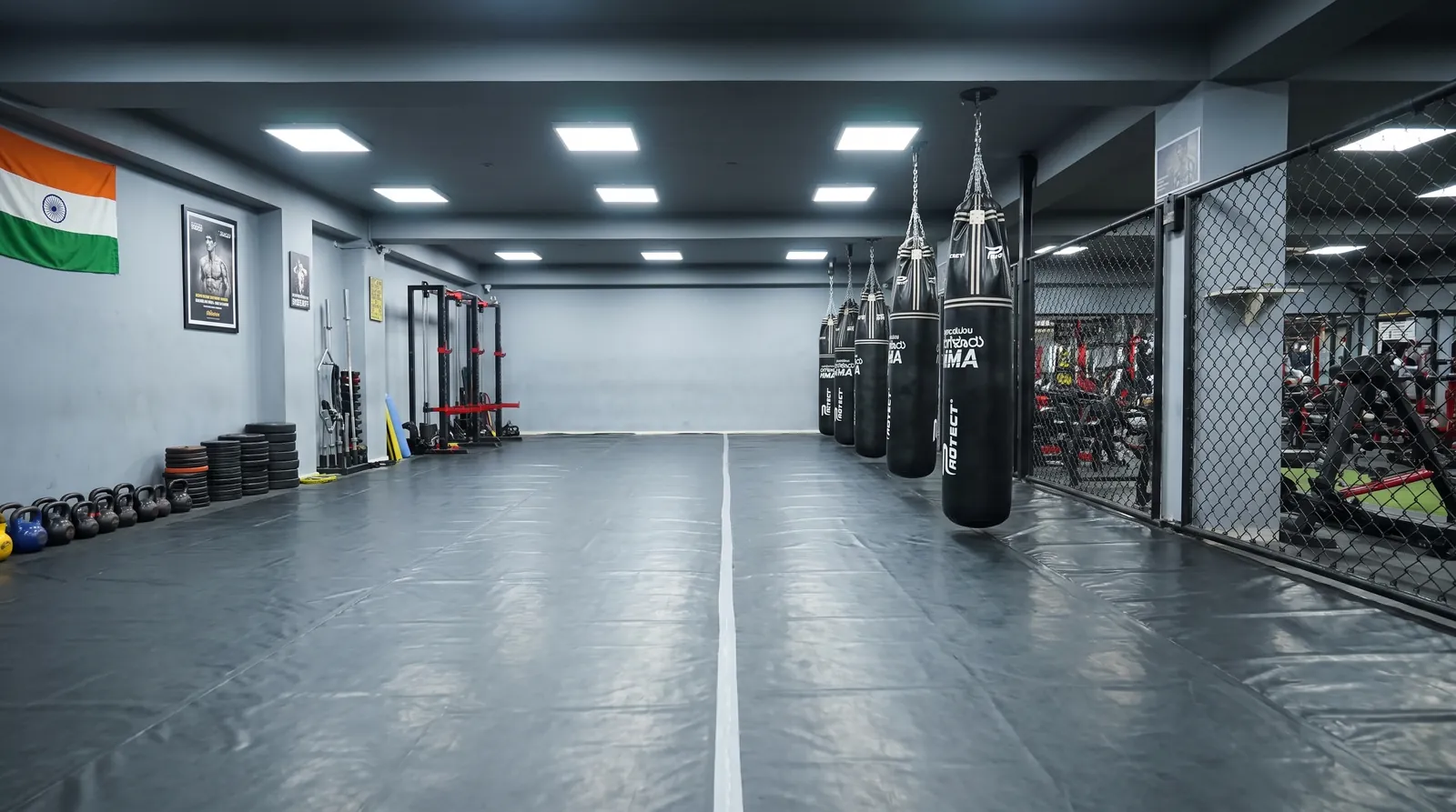 Training floor at a Bengaluru MMA academy